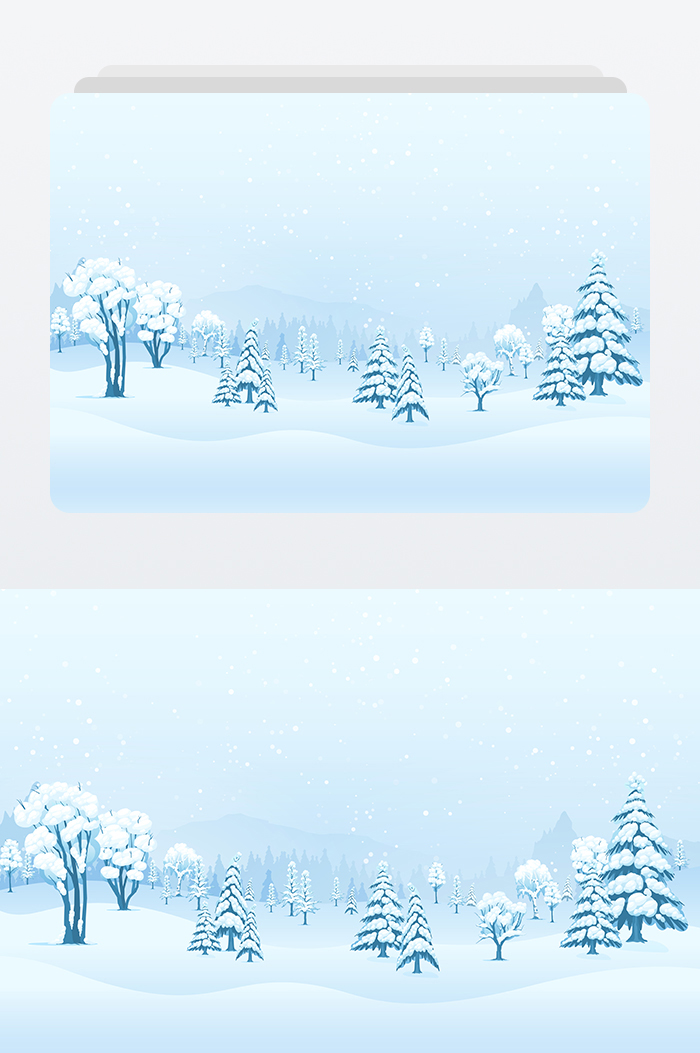 蓝色雪花圣诞树雪山